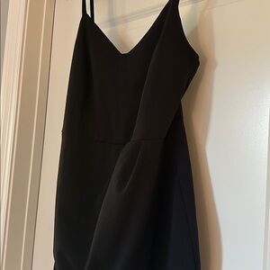 Lulus | Black Strappy Mini Dress - Scuba Wrap Plus Size - 1X